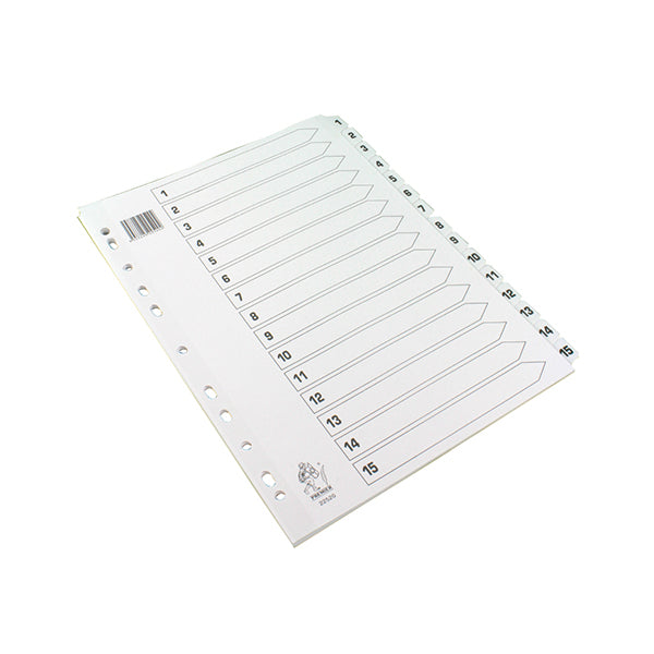 A4 White 1-15 Mylar Index (Mylar reinforced tabs and holes for durability) WX01530