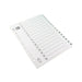 A4 White 1-15 Mylar Index (Mylar reinforced tabs and holes for durability) WX01530