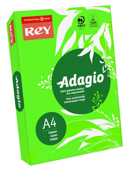 Best Value Rey Adagio A4 Paper 80gsm Deep Green RM500