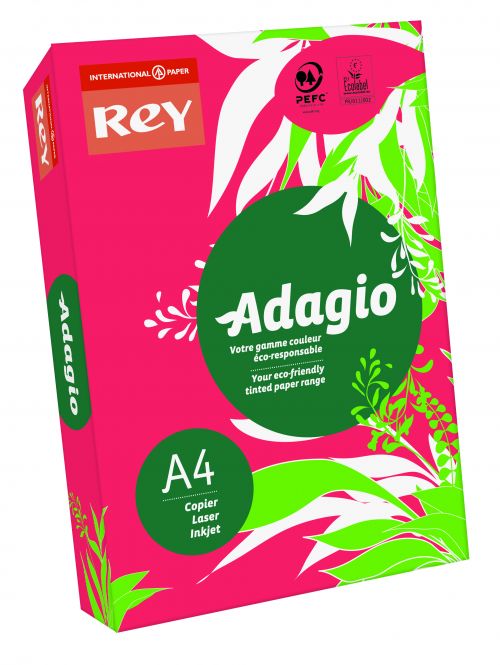 Best Value Rey Adagio A4 Paper 80gsm Deep Red RM500