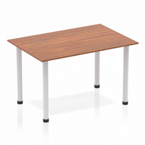 Dynamic Impulse 1200mm Straight Table Walnut Top Silver Post Leg BF00184