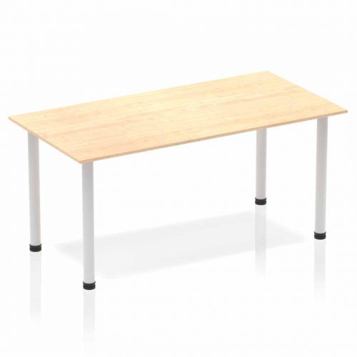 Dynamic Impulse 1600mm Straight Table Maple Top Silver Post Leg BF00192