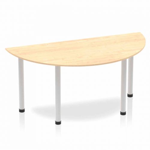 Dynamic Impulse 1600mm Semi Circle Table Maple Top Silver Post Leg BF00195