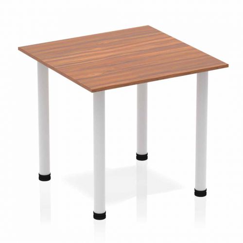 Dynamic Impulse 800mm Square Table Walnut Top Silver Post Leg BF00207