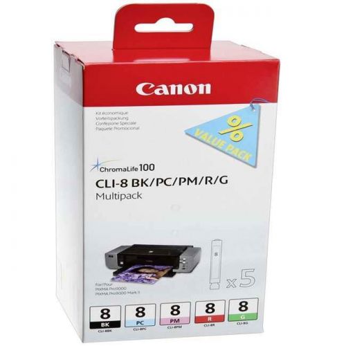 Best Value Canon 0620B027 CLI8 Black and Colour Ink 5x13ml Multipack