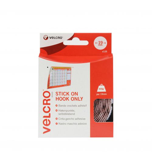 Best Value VELCRO 125 White Hook Only Stick On Coins 19mm