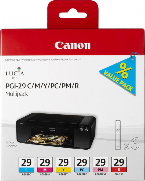 Best Value Canon 4873B005 PGI29 Colour Ink 6x9ml Multipack