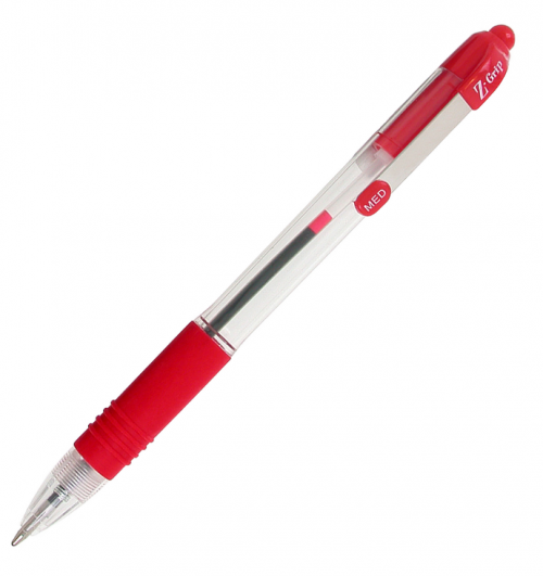 Best Value Zebra Z-Grip Retractable Ballpoint Metal Clip Med Red PK12