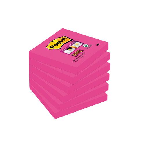 Best Value Post-it Super Sticky Note 76x76mm Fuchsia 654-6SS-PNK-EU PK6