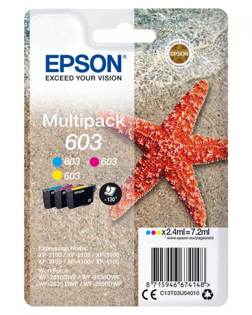 Best Value EPSON 603 C/M/Y COLOURS INK PACK 2.4ML