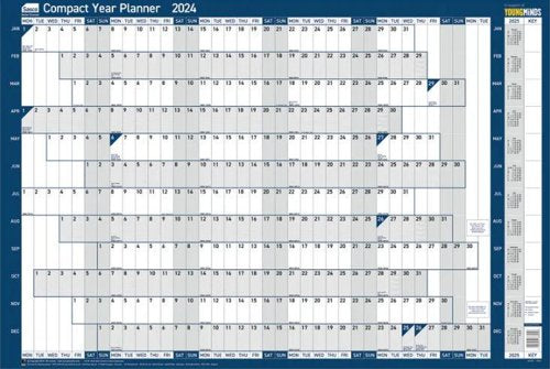 Sasco Compact Year Wall Planner 2024 Landscape Unmounted W610 x H405mm - 2410220