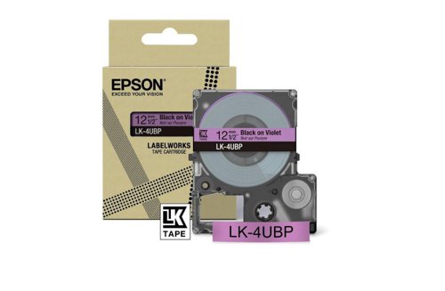 Epson LK-4UBP Black on Purple Tape Cartridge 12mm - C53S672101